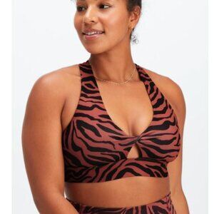 Fabletics Oasis Twist Mahogany Zebra Stripe Sports Bra